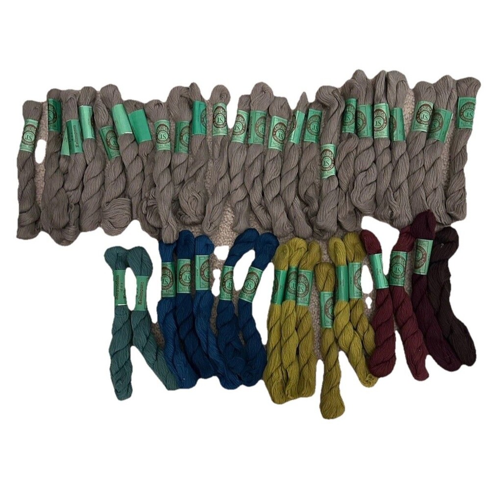 Vintage Embroidery Floss Thread Schurer Various Green Blues Reds 45 Pieces Mint!